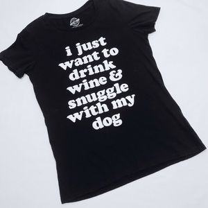 Crazy Dog Black “Wine & Snuggle” Graphic Tee XL